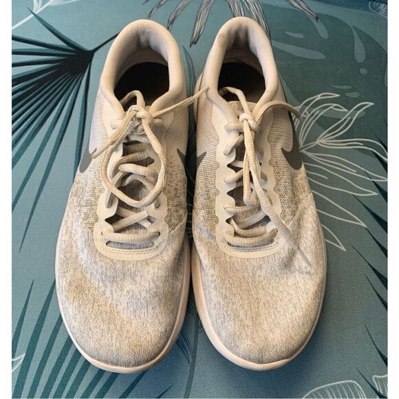 NIKE FLEX CONTACT white gray SNEAKER GYM SHOES sz 8.5 - Picture 2 of 7